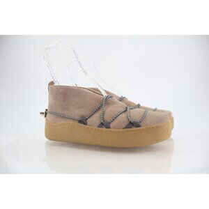 Free People Snowdrop Micro Genuine Shearling Boot Size 10 Tan Suede Platform